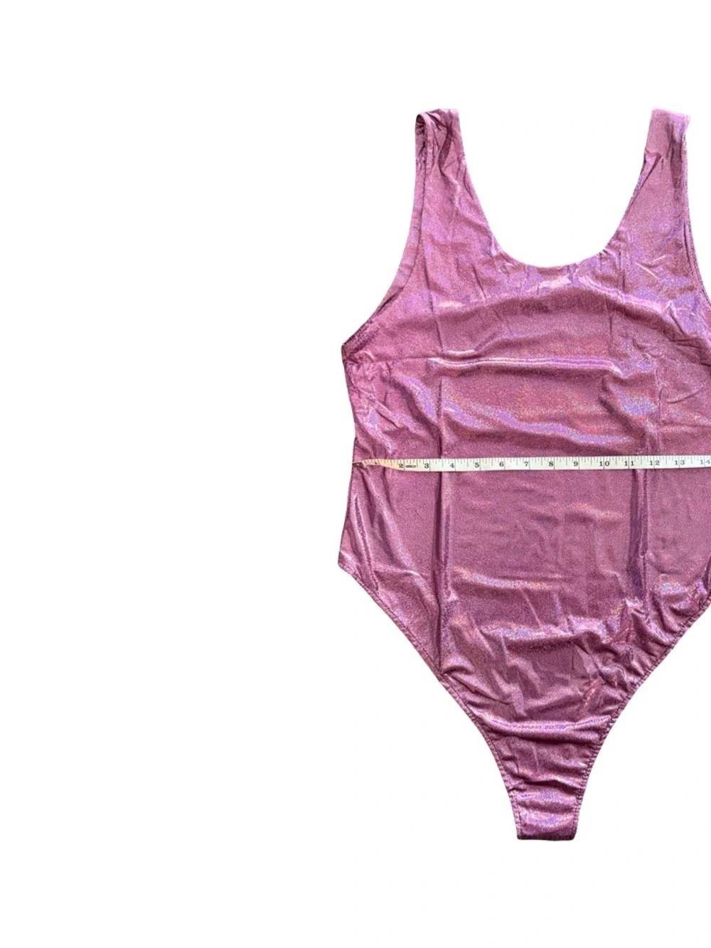 Iridescent Pink One-Piece Swimsuit with Belt